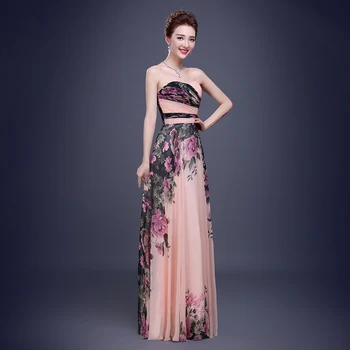 Шифоновые вечерни рокли с флорални принтом Дълга вечерна рокля за абитуриентски бал Елегантна вечерна вечерна рокля 2021