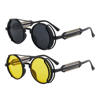 Реколта Пънк-Steampunk Слънчеви очила Ретро Мъжки маркови дизайнерски кръгли Пънк очила в готически стил Дамски слънчеви очила с UV400
