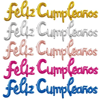 Испански Писма честит Рожден Ден балони от розово злато Feliz Cumpleanos Фолио Глобус Украса за парти по случай рождения Ден на Детски душ Въздушен Глобус