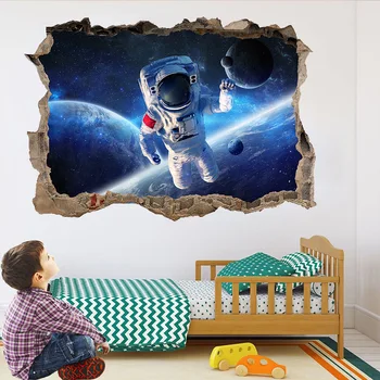 Новата Звезда на Планетата Астронавт 3D Стерео Декоративна Живопис Стикер На Стената Хол, Спалня, Детска стая KS6700