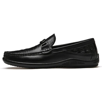 Мъжки обувки за есен нова бизнес ежедневни удобни кожени обувки от телешка кожа с грах в една педала на ветроходни обувки