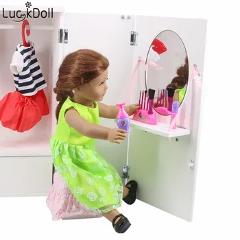 Luckdoll нови аксесоари за кукли фризьорски инструменти Козметика и други подходящи за 18-инчови американски куклен играчки празничен подарък