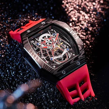 Швейцария JINLERY Tonneau Мъжки часовник Spider Edition с автоматичен механичен механизъм Часовници за мъже с гумена каишка reloj hombre