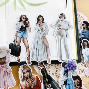 21 БР. Модерни стикери за момичета Занаяти и етикети за scrapbooking книга Студентски издател Декоративна стикер САМ Канцеларски материали