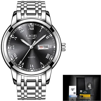 LIGE Топ Луксозна марка за Мъжки спортни часовници, Мъжки Ежедневни Ръчни часовници с изцяло стоманена дата Мъжки кварцов часовник relogio masculino