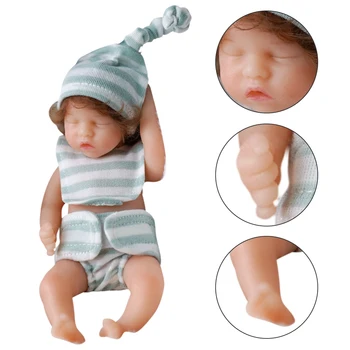 6 Инча Подмладена Кукли Мини Възстановената Кукла На Новороденото Цялото Тяло Силиконови Спящи Детски Кукли Бебета Анти-Стрес Подарък
