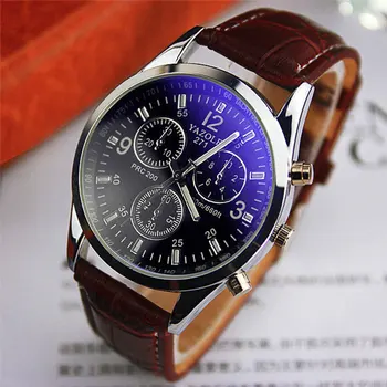 Горещи мъжки часовник От изкуствена кожа Blue-Ray Аналогов кварцов часовник Мъжки Мъжки Бизнес Ежедневни часовници Relogio Masculino Директен доставка