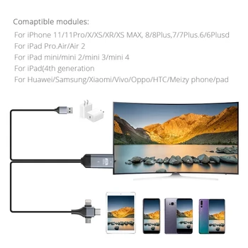 2K@60 Hz 3 в 1 Micro USB Type C Lightning КЪМ HDMI-съвместим Кабел-адаптер за iPhone и Android Екрана на Телефона Към телевизора за Монитор