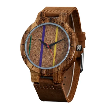 Прости дървени часовници, Мъжки Часовници от естествен бамбук с кожена каишка на Ръчно изработени Кварцов аналогов часовник Мъжки Часовник Relogio Masculino 2020