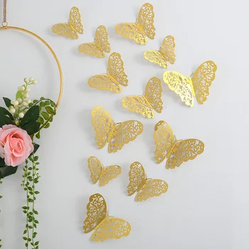 12шт 3D Кухи Хартиени Пеперуди Стикер на Стената Декор Домашния Интериор на Стените на Сватбени Декорации Етикети Сам Етикети За 
