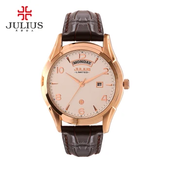 JULIUS Auto Day Date Дизайнерски Часовници Скъпи Бизнес Западните Стилни Limit Луксозни Маркови Часовници За мъже С Логото на JAL-034
