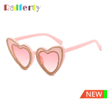 Дамски слънчеви очила Ralferty Дизайнерски Розови Очила във формата на сърце за жени 2021 Тенденция на Луксозни кристални нюанси на Rhinstone Y9206