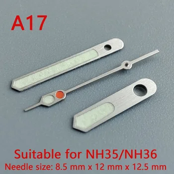 Аксесоари за часовници показалеца часа NH35 стрелки сребристи стрелки зелен суперсветящийся, подходящ за NH35, NH36 механизъм A17
