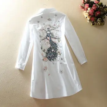 Дамски ризи с бродерия отзад, Летен Нов дизайн, 2021, китайски стил, Дълга мода, памук, Дамски бели връхни дрехи-високо качество