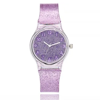 Модерен дамски часовник Женева Нови Цветни PVC Студентски часовници-бонбони Прости Междузвездни Цифрови Кварцови часовници