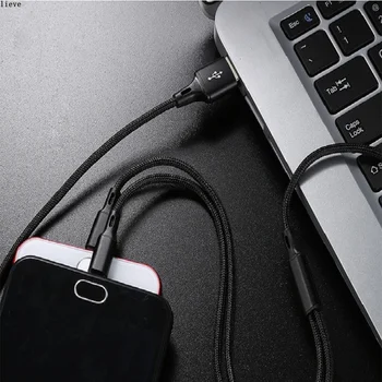 3в1 USB кабел DataLine за iPhone Бързо зарядно устройство, Кабел за зареждане на телефон Android type-c xiaomi huawei Samsung Проводник на зарядното устройство redmi