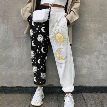 Хакове Мозайка писмо с принтом Harajuku Зреещи Модни Широки Всекидневни Спортни панталони 2021 Пролетта улични панталони Дамски панталони