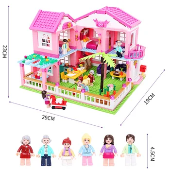 Слубан Приятели Момичета Принцеса Къща Заключване Вила За отдих Строителни Блокове Комплект Тухли Класическият Модел Детски Играчки За Деца, Подарък