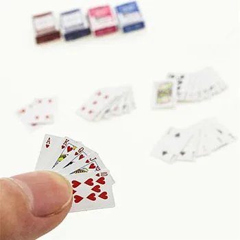 1 Компл. 1:12 Сладък Мини-Куклена Къща Карти За Игра За Малки Покер Игри Миникартинка За Кукли Аксесоар 2 Цвята