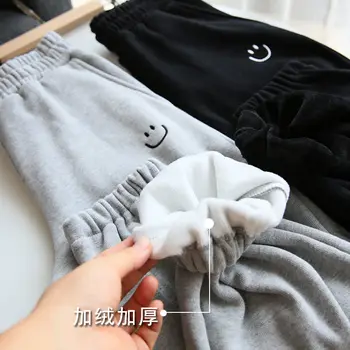 Хоучжоу Корейската мода Зимни сиви панталони за джогинг Флисовые топли Спортни панталони за бягане за жени на Ежедневните панталони големи размери Дамски