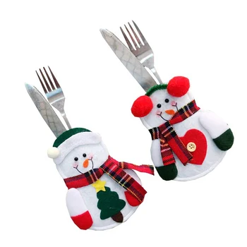 ГОРЕЩИ 1X Коледна украса, Снежен човек Притежателя на кухненски съдове чанта за партита подарък-Коледна украса Коледна украса за дома