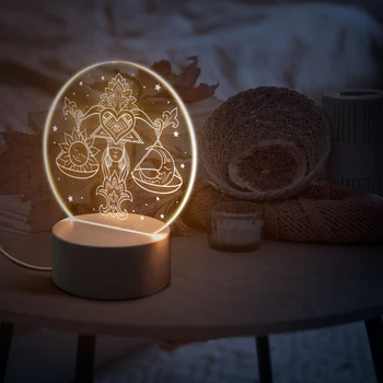 Везни (Баланс) Зодия 3D Лампа, Акрилни LED нощна светлина неонов Знак Украса за Дома Спалня Декор за Рожден Ден, Сватбени Подаръци